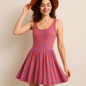 Marc by Marc Jacobs Polka Dot Sleeveless Dress XS – Red & Light Blueish Purple